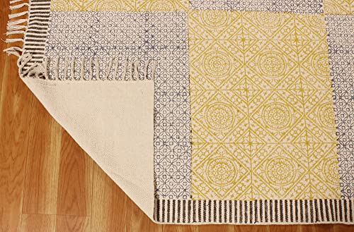 Tapis de salle de bain bohème en coton jaune, le cadeau pour maman idéal - 7
