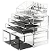 READAEER Makeup Organizer 3 Pieces Cosmetic Storage Case with 6 Drawers (Clear)