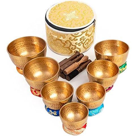 Tibetan Singing Bowls Set Of 7 for Meditation Mindfulness with Carry Box by Himalayan Bazaar Cover