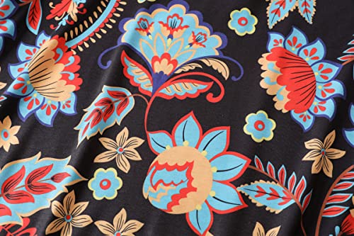 Image of Vozanet Women's V Neck Sexy Pajamas Capri Sets Mexican Style Floral Sleepwear 2PCS Totem Casual Nighty Plus Size M to 5XL