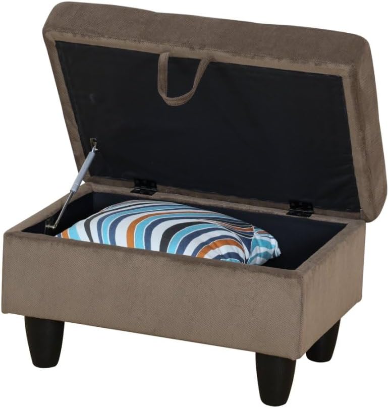 NicBex Small Storage Ottoman Pineapple Velvet Ottoman with Storage & Drawcord Foot Modern Rest Footstool with Legs Rectangular Footrest Foot Stool for Couch Sofa, Living Room & Bedroom, Brown