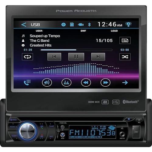 Unidad fuente Power Acoustik pd-724b con pantalla motorizada de 7 pulgadas