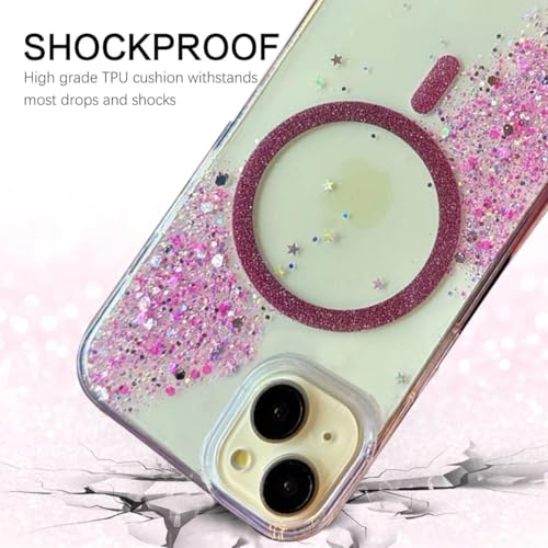 Image of mobistyle Glitter Cover Case for iPhone 14 Plus | 6.7-Inch Compatible with Mag-Safe, Shiny Cute Bling Sparkle for Women and Girls Phone Cover iPhone 14 Plus (Pink)