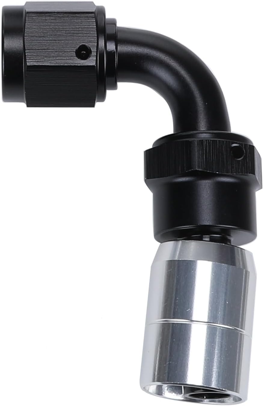 AC PERFORMANCE -6 AN 90 Degree Crimp Hose Ends Fitting Aluminum Black