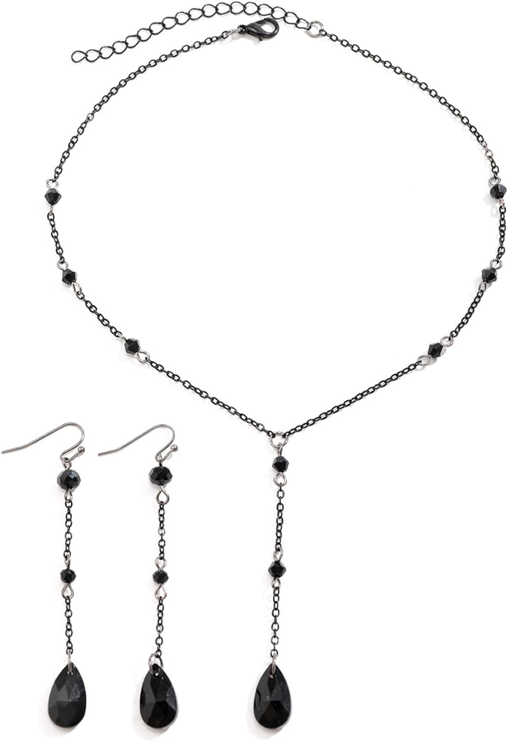 Halloween Jewelry for Women Gothic Blood Drop Necklace Earrings Set Goth Black Red Crystal Y Necklace Vintage Blood Drop Earrings Halloween Costume Jewelry - Image 6