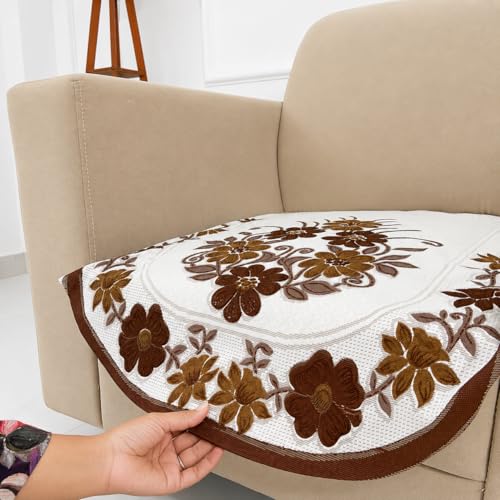 Image of Homerz Premium 'Surya Series' Sofa Cover | Stylish Sofa Protector | Net Fabric | Anti-Stain & Washable Slip Cover Exact Size Antislip (Daisy Brown, 1 Seater, Only Seat Cover)