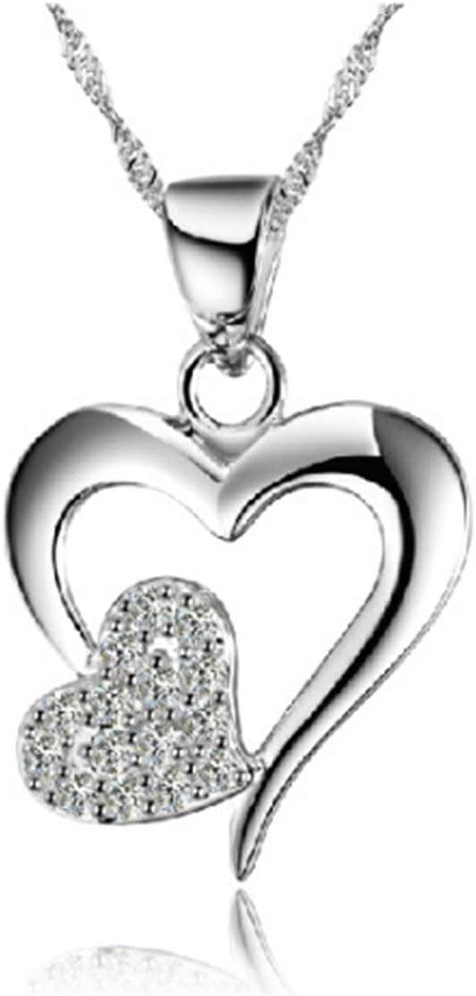 Stockton 925 Sterling Silver Love Heart Diamond Crystal Pedant Necklace for Women