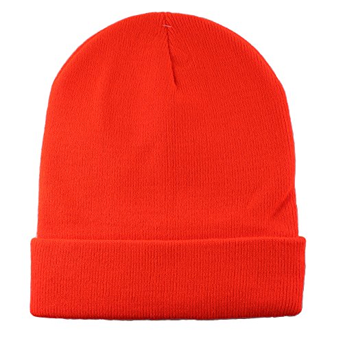 Gelante Men Women Warm Knit Cuffed Plain Beanie Hat Skull Cap. 2040A-1PC-Orange