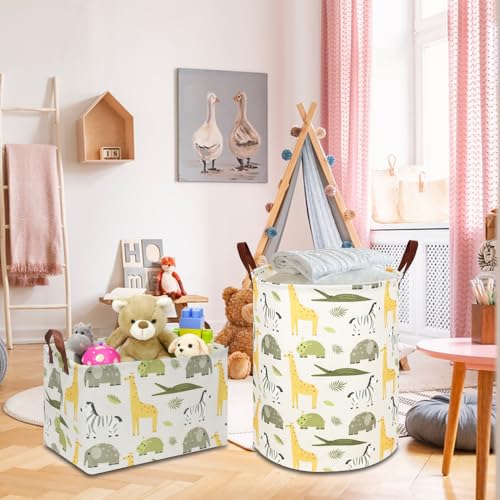 Image of NTAOHAMPER Kids Laundry Hamper, Green Laundry Basket, Baby Nursery Hamper, Waterproof Storage Bin, Clothes Organizer Basket, Room Decor(Green Animal)