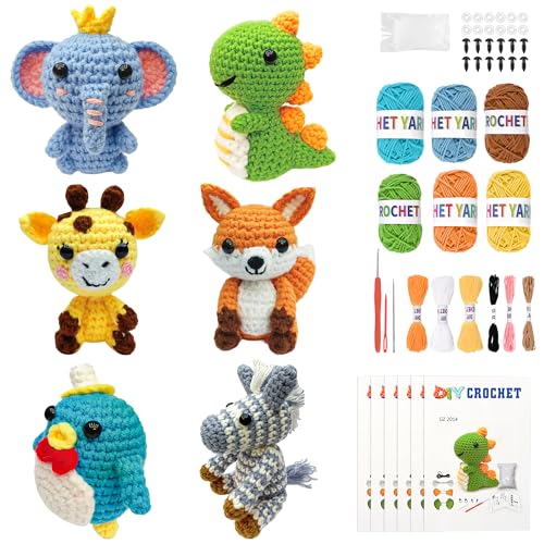 Asopetch 6Pcs Crochet Kit for Beginners, DIY Craft for Adults and Kids, Great Gife for Crochet...