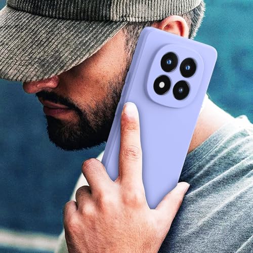 Image of DIZORO Compatible with Mi Redmi Note 14 Pro 5G Back Cover with Upgraded Square Edges for Camera Protection Shockproof Flexible Matte Liquid Silicone Mobile Phone Case (Purple)