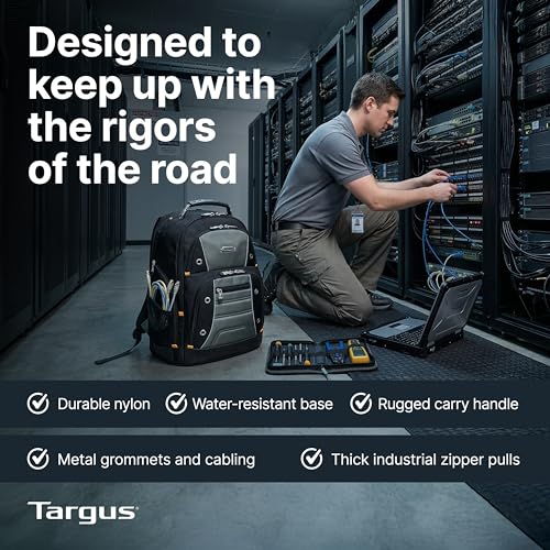Image of Targus Drifter II Laptop Backpack, Black /Gray - Backpack for Men for Business and Travel, Durable Water-Resistant Material, Fits up to 17 inch Laptops (TSB239US)