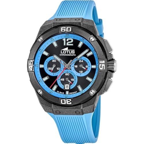Montre homme analogique Lotus chrono bleu et calendrier