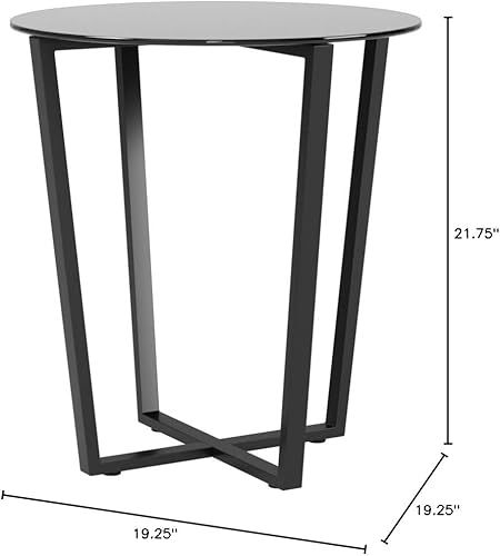 Miniatura 22 de Mango Steam Mesa de centro redonda de cristal de metro para sala de estar y comedor, parte superior transparente/base negra Vidrio transparente y