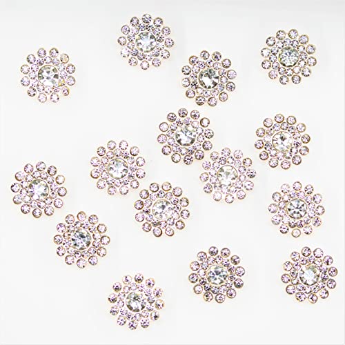 Builcker 50 Pcs Rhinestone Embellishments Crystal Decoration Brooch Button Flatback Diy Handicraft Accessories Craft For Flower Headband Dress Accessory 14Mm (White Silver Bottom) #TOP2