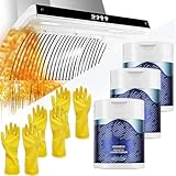 Mof Chef Reinigungspulver, super starkes Küchenreinigerpulver, schützender Küchenreiniger, robuster Fettlöser, einfach zu entfernen, strapazierfähig, Fettreiniger, mit Handschuhen (1, 3 Stück +