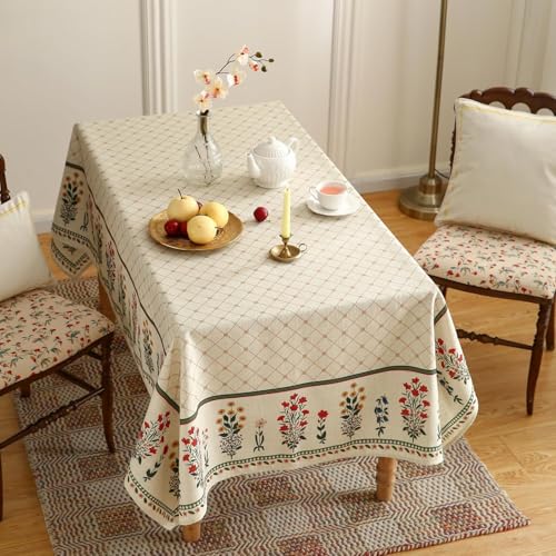 Image of ishro home Premium Dining Table Cover 6 Seater | Table Cover Cloth | Table Cloth 6 Seater - Soft European Fabric, Frill Design, Machine Washable | (Phoolwari Jahan, 56x90 Inch (6-8 Seater))