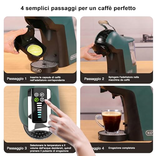 Kotlie Macchina Da Caffè 5 In 1, 19 Bar, Multi-Capsula Per Nespresso Original/Dolce Gusto/Ese Pads (44 Mm)/Caffè In Polvere, Serbatoio Acqua Da 1 L, 3 Temperature/7 Quantità Di Acqua - 6