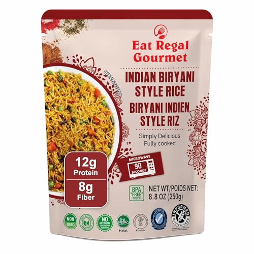 Eat Regal Ready to Eat Indian Biryani Style Rice, 12g Protein & 8g Fiber per Pouch, 1.5 Minutes...