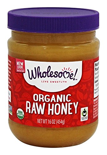 Wholesome Sweeteners 16-Ounce Organic Raw Unfiltered Honey Jar, 100% Pure, Fair Trade Certified, Non GMO Project Verified, & Gluten Free, 1 Pack