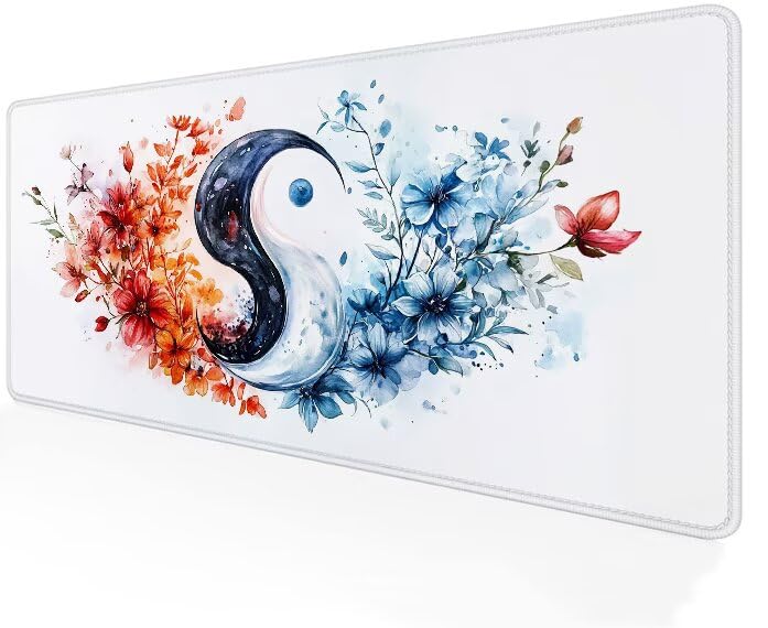 Tapis souris XXL antidérapant Fleur pour éviter les douleurs au poignet sur PC