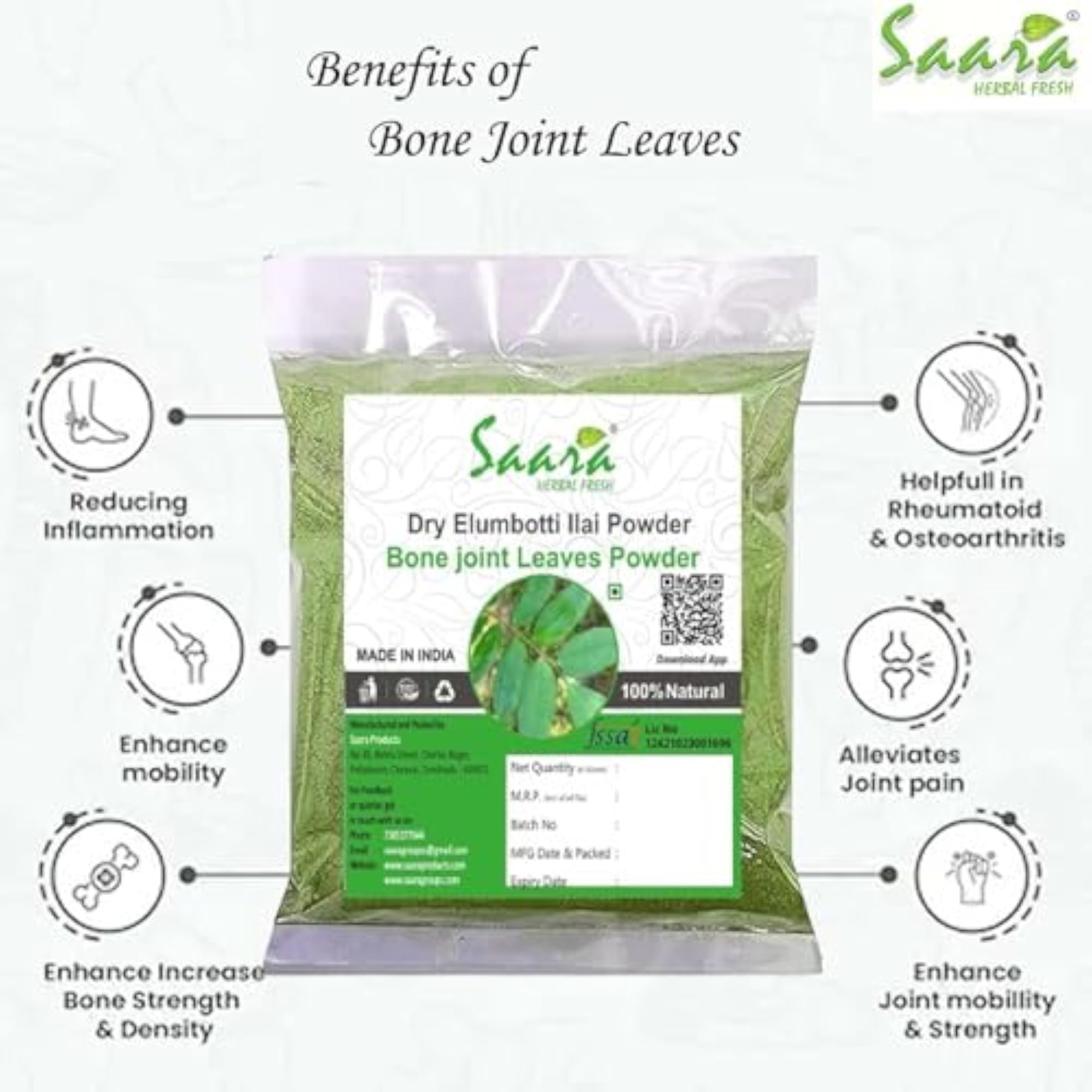 Elumbotti Ilai Powder for Joint Health, Herbal Fresh