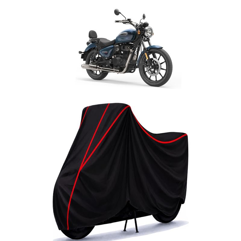 Image of Royal Meteor 350 Stellar Water Resistant Bike Cover for All Motorcycles & Rain | Heavy Duty Taffeta Fabric | UV Protection, Dustproof, Scratchproof | All Weather Two Wheeler Cover with Elastic Bottom