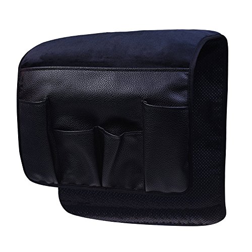 Wanty Velvet Sofa Couch Chair Armrest Soft Caddy Organizer Holder for Remote Control, Cell Phone, Book, Pencil (Black)