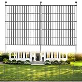 10 Panels No Dig Decorative Outdoor Garden Fence for Yard, 32 in(H) X 23.6 ft(L) Animal Barrier Fencing Rustproof Metal Wire Panel Border for Dog, Rabbits, and Patio Temporary Ground Stakes