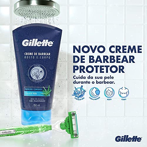 Gillette Creme de Barbear Rosto e Corpo com Aloe Vera, Ideal para Barbear com um Aparelho de Barbear