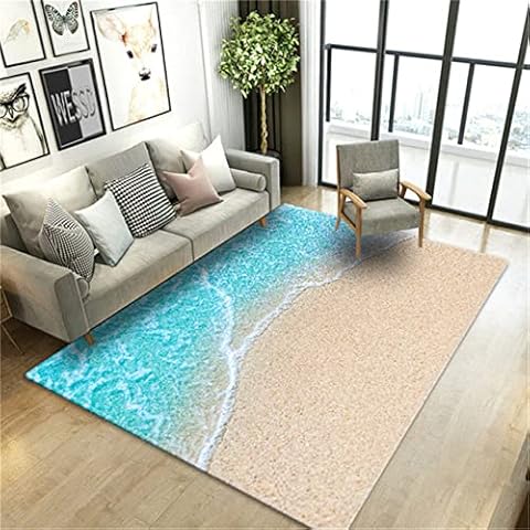 Beach Surf Living Room Rug 3D Landscape Print Floor Mat Flannel Sponge Large Bathroom Rug Decoration Bedroom Rug Soft Area Rug Coffee Table Table Rug Decoration Bed Carpet (Colour4,50 x 80 cm) Cover