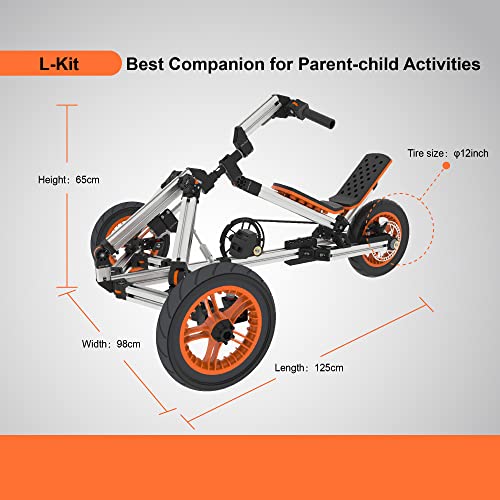 Image of MERITLINE Modular Ride On Toys, Buildable Kit 20 in 1 Go Kart Set, Suitable for 1 to 8 Years Old, 2 Wheel Bike, 3 Wheel Bike, Go Kart, Sit /Stand Scooter, etc. Most Popular L Kit (Non Electric)