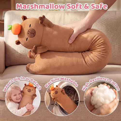 Miniatura 6 de Mewaii Peluche Kawaii 50cm Capybara Almohada De Abrazando Juguetes De Animales Cojines Cumpleaños Regalo Para Bebe Niños Niñas