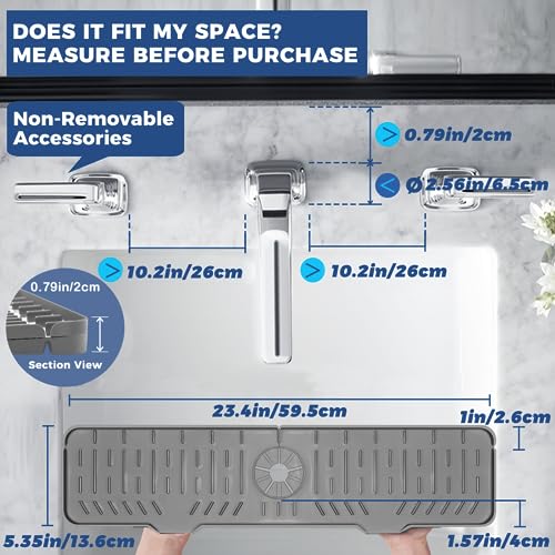 Image of 24 inch Splash Guard Plus Size Silicone Sink Faucet Drying Mat Handle Drip Catcher Tray Dish Sponge Holder Kitchen Accessories Protector Home Organization Gadgets Organizer