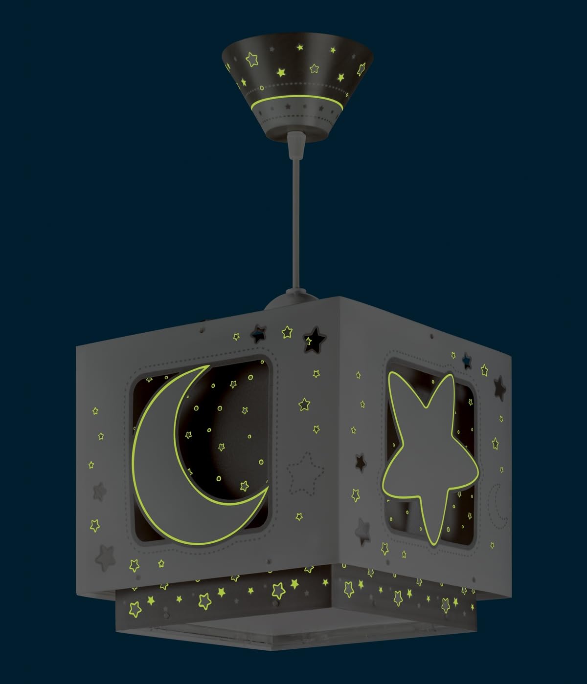 Dalber Lámpara Techo Colgante Infantil Luna y Estrellas Gris 63232ME | Incluye difusor de luz inferior extraible; Habitación niños; lámparas infantiles; Moonlight