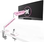 ETHU Single Heavy Duty Monitor Arm for 17-42 inches Monitors with 30 RGB Lighting Effects, Holds 33lbs,Ultrawide Monitor Arm for Curved Flat Monitors (Pink)