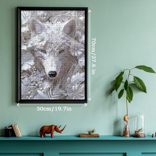 Bboldin Impossible Flower Wolf Puzzles For Adults 1000 Pieces, Hard Difficult Animals White Jigsaw Puzzles thumb #4