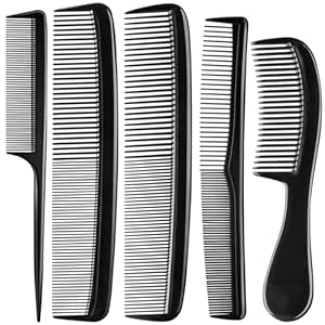 5 Piece Combs for Women and Man, Premium Black Hair Comb, Fine Tooth Tail Professional Combs and Styling Comb Set, Perfect for Parting, Teasing, Hairdressing, and Everyday Styling