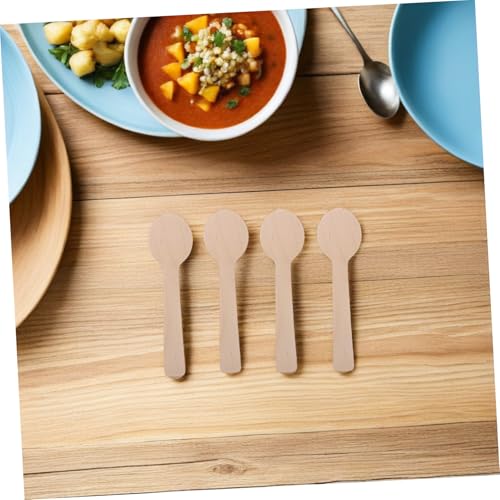 Cucharas de madera de abedul HANABASS (100 uds.) mini para postres y condimentos 8