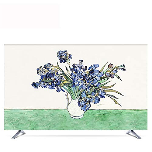 TV Cover Dust Cover, Flower Hanging 55 Inch 50 Curved Surface 65 European Cover Fabric Computer TV Set Wall Hanging (Size : 60in)