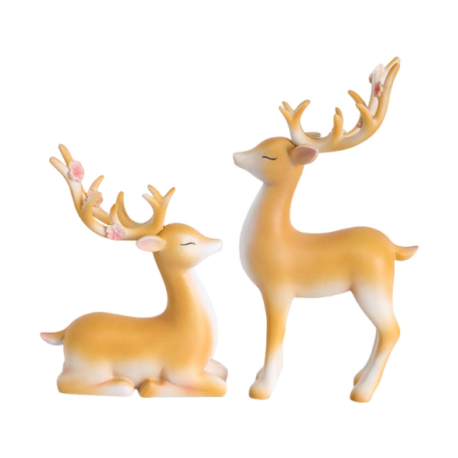 Lot de 2 Figurines Décoratives pour Table, Sculptures d'animaux, Ornements Créatifs en Résine Floquée, Faciles à Nettoyer, Idéales pour Offrir Ou, Jaune