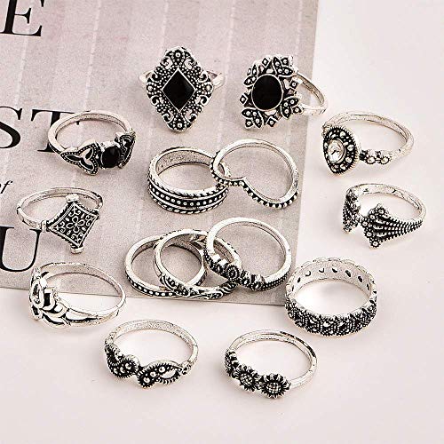 YouBella Oxidised Combo of 15 Boho Silver Plated Rings for Girls and Women (YBRG_20111A) (Silver) - Image 5