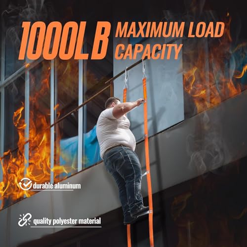 HEYOUTH Strickleiter,Fluchtleiter,Strickleiter Rettungsleiter, Feuerleiter Fluchtleiter,Universelles Befestigungssystem,Faltbar,für Balkon & Fenster,Gewicht von bis zu 450 kg (5m)