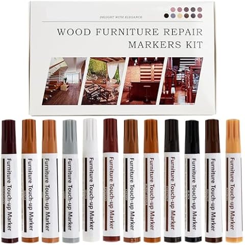New Upgrade Furniture Pens for Touch Up, 12 Colors Wood Scratch Repair Markers, Professional Repair Tools for Stains, Scratches, Wood Floors, Tables, Bedposts Cover