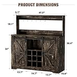 Coffee Bar Cabinet with Storage, Farmhouse Coffee Bar Table with 6 Hooks & Removable Wine Rack, Coffees Station Cabinet Liquor Bars with Hutch for Home, Dining Room, Living Room - Image 3