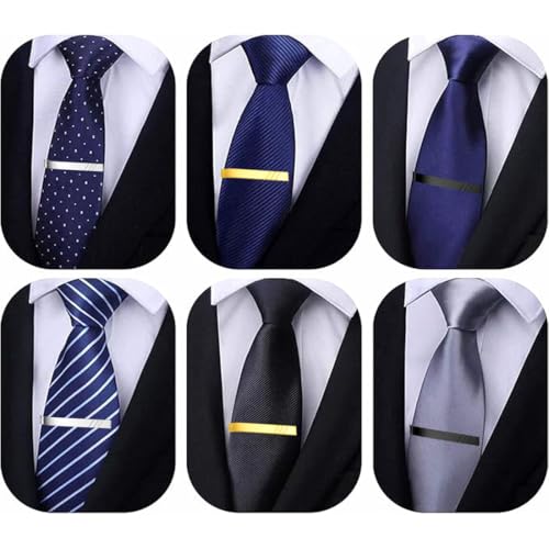 Image of GWD Stainless Steel Tie Clips for Men Personalized Initial Tie Bar Set | 2 Pcs Classic Letter Tie Clips for Men, Silver and 14K Gold Plated Tone