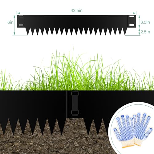 Ganeekiron Metal Landscape Edging 6-Pack, Galvanized Steel Garden Edging - 40" L x 6" H Strips - Metal Edging Border w/ 6 Clips - Edge for Lawn Yard, Black by Ganeekiron - Image 2