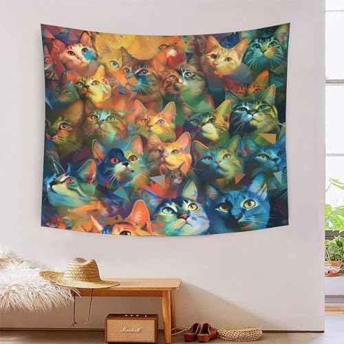Tapisserie chat 3D pour cocooning chambre ado et dortoir étudiant