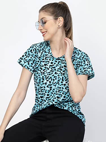 Image of UZARUS Women's Regular Fit Printed Half Sleeves Round Neck Gym Sports T-Shirt