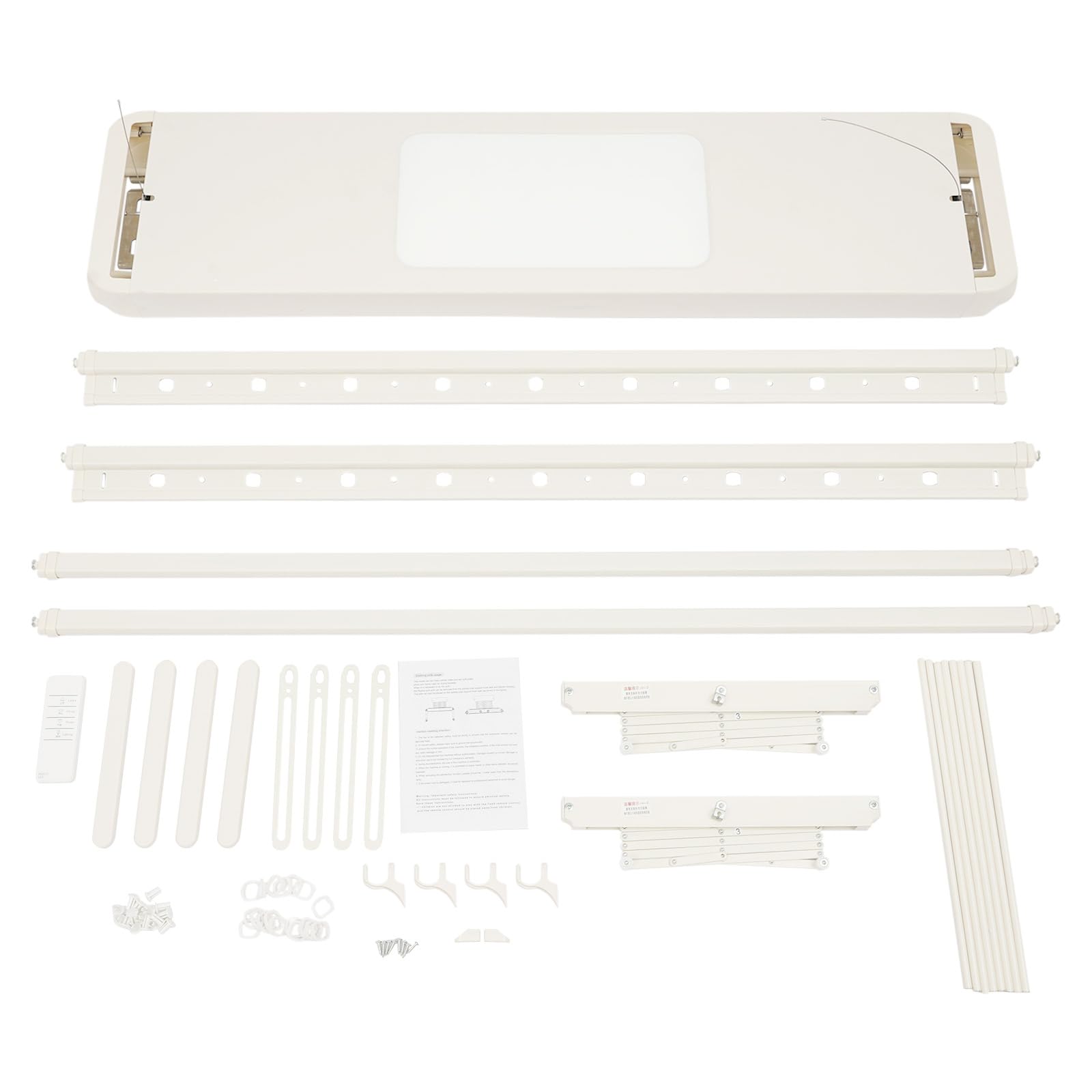 Stendibiancheria da soffitto allungabile con telecomando, asta appendiabiti regolabile 130-215 cm, illuminazione a LED, salvaspazio, per bagni, balconi, interni ed esterni